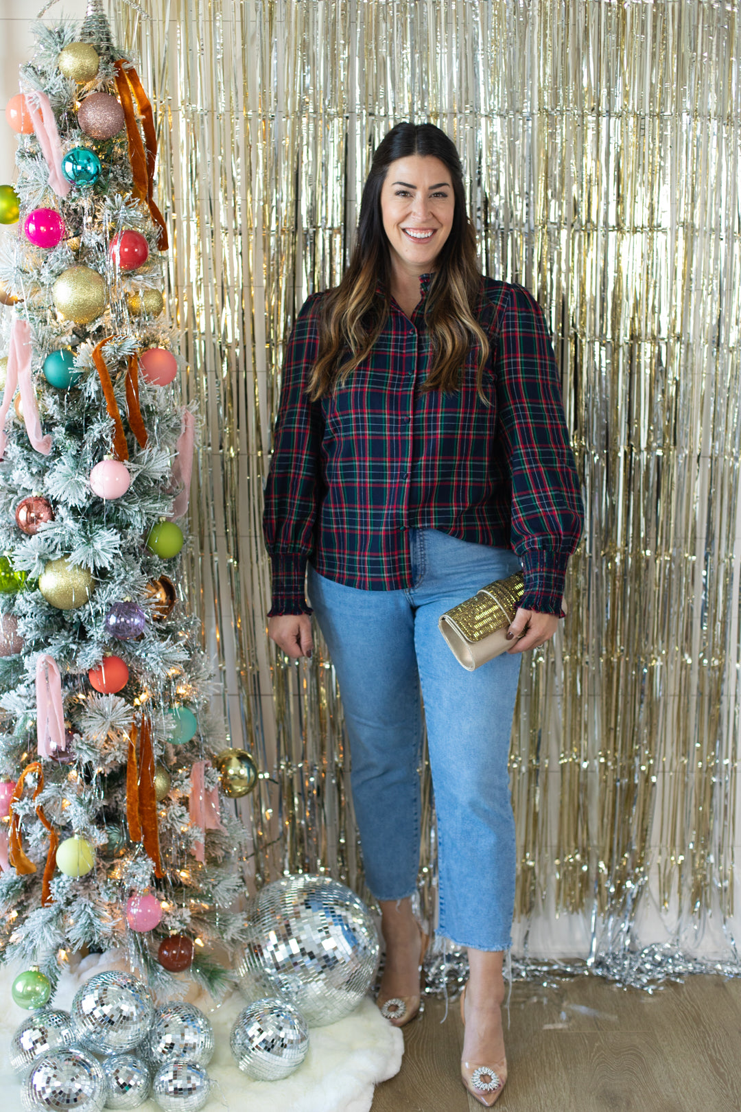 Holly Plaid Split Neck Top | FINAL SALE