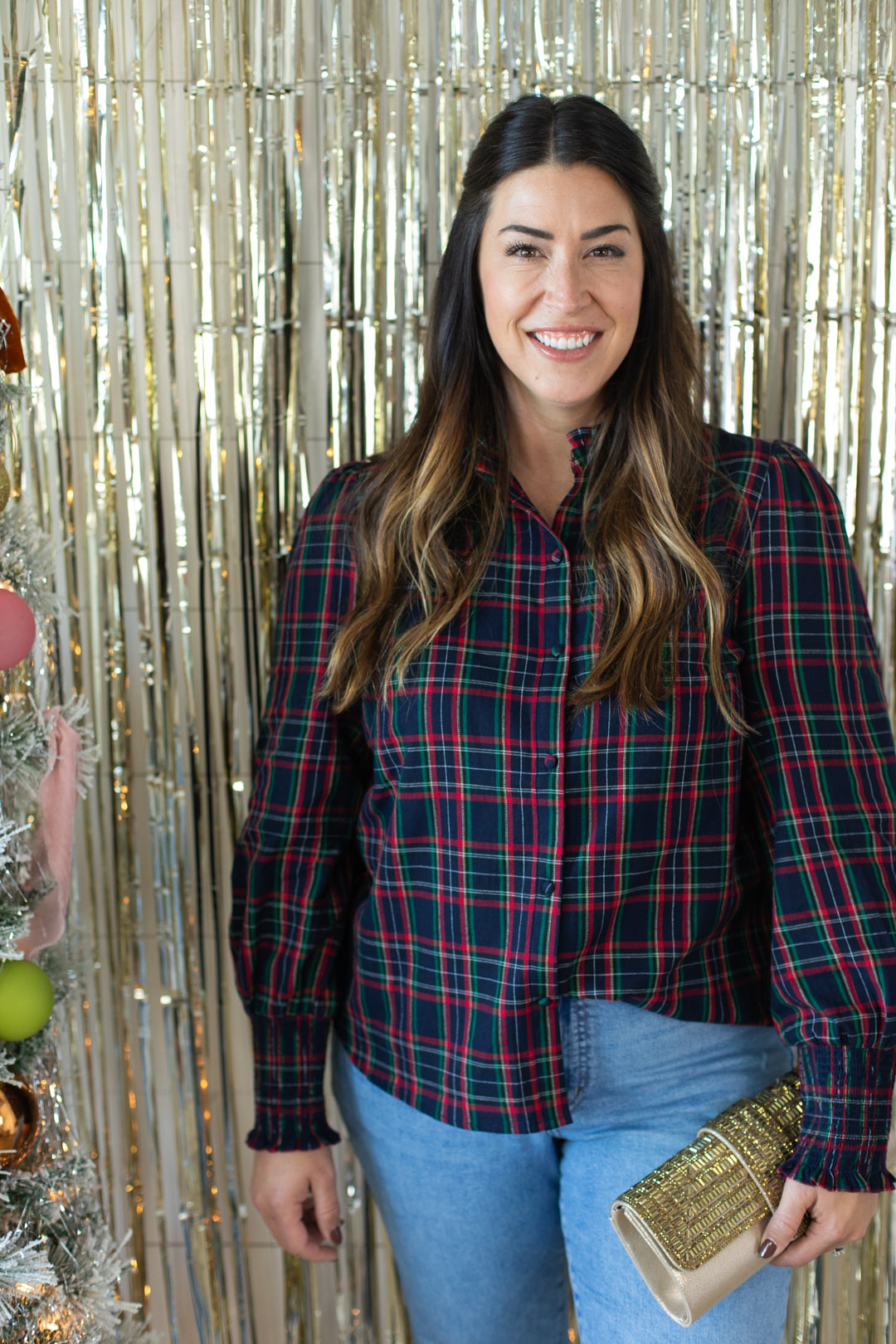 Holly Plaid Split Neck Top | FINAL SALE