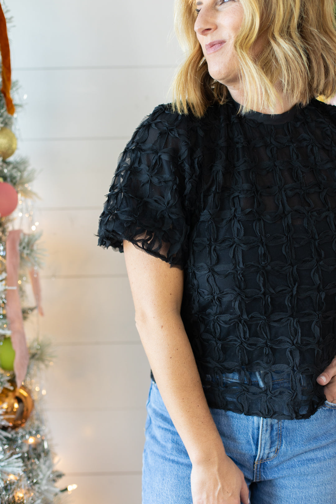 THML Textured Bow Back Blouse | FINAL SALE