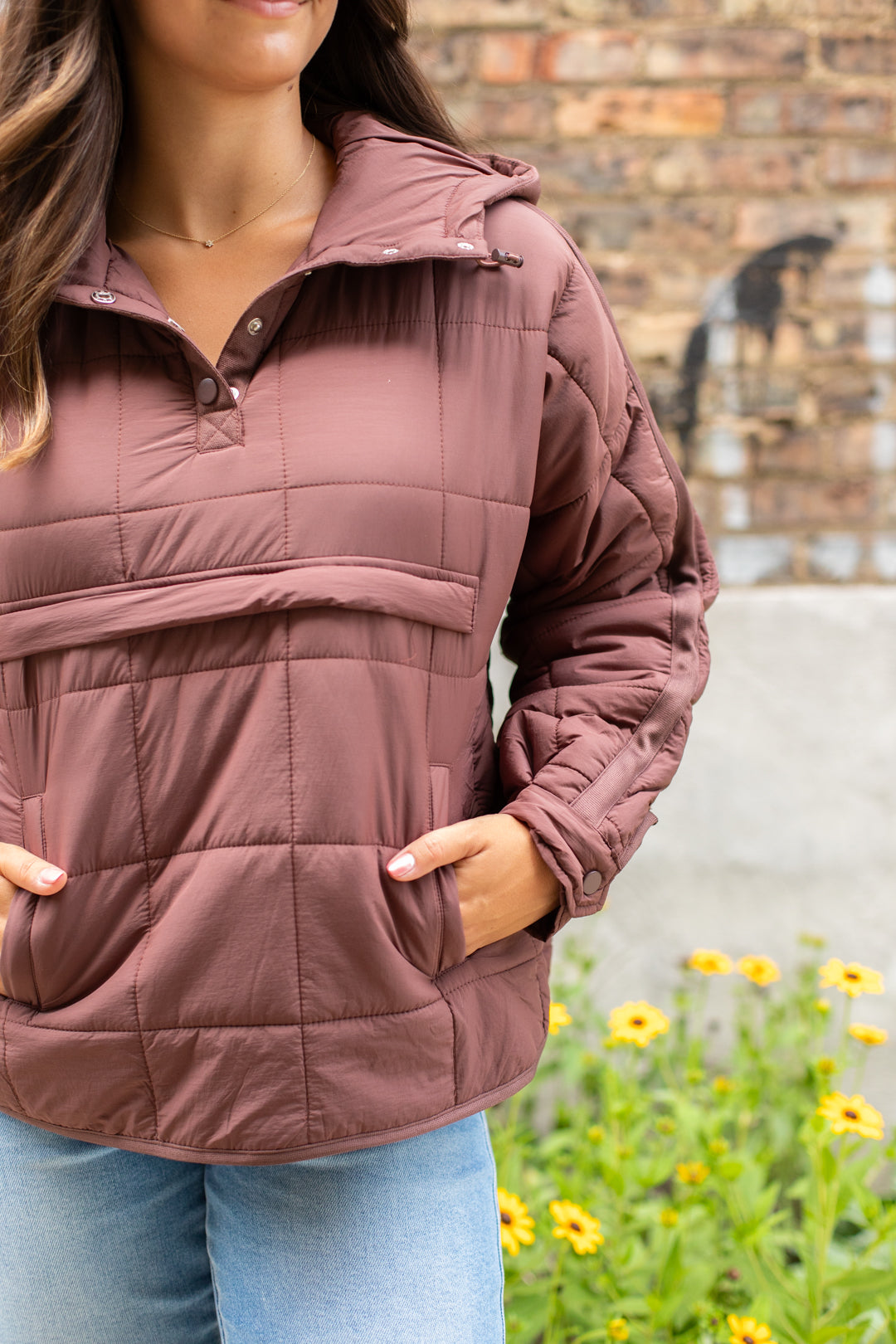 Quilted Hooded Pullover