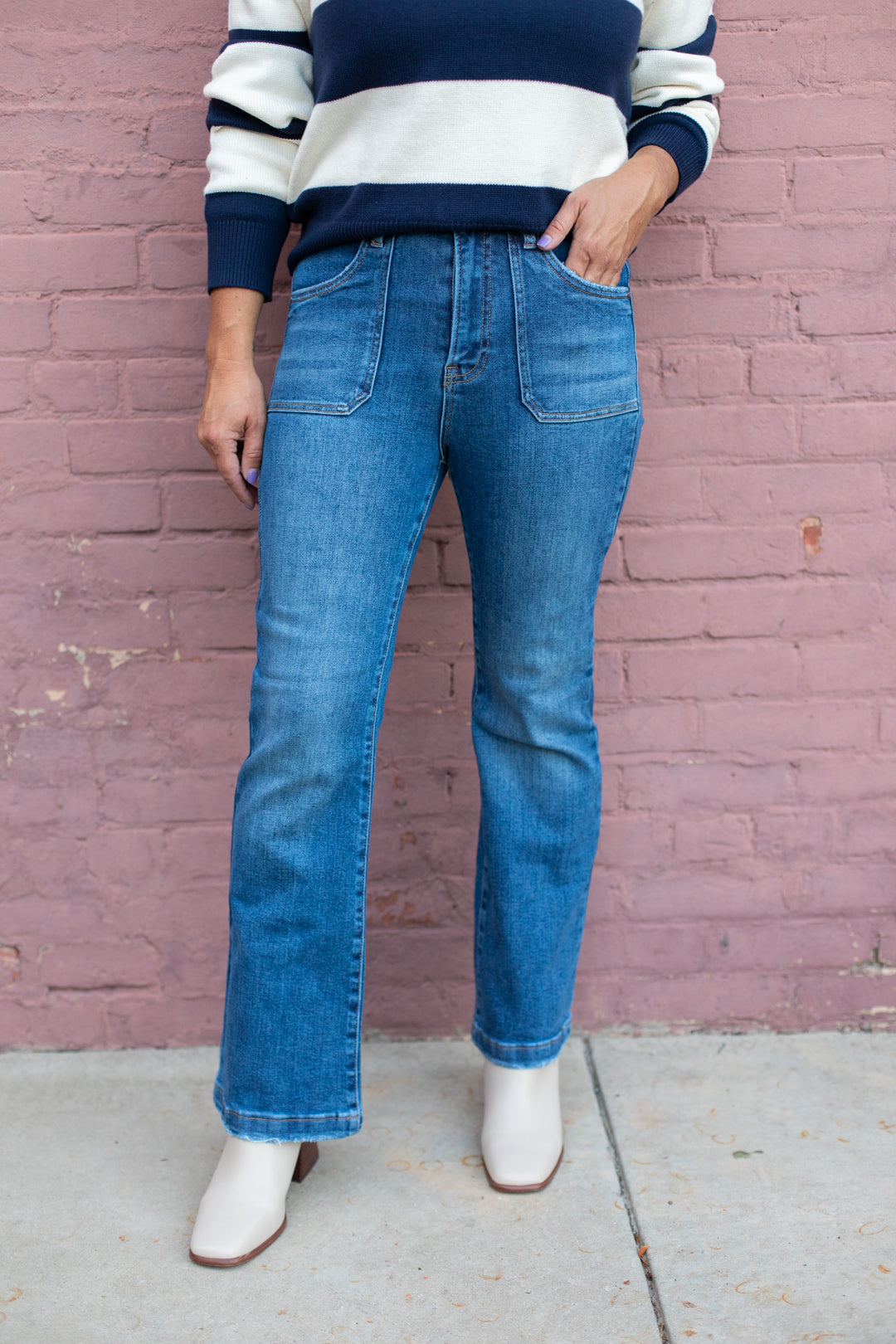 Risen High Rise Ankle Flare Jeans