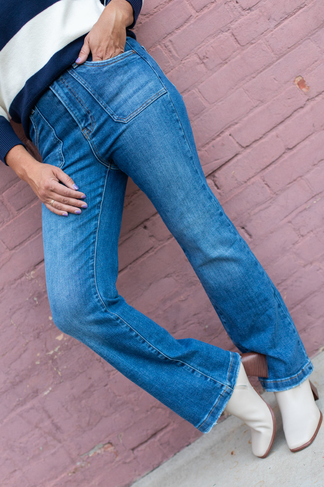 Risen High Rise Ankle Flare Jeans