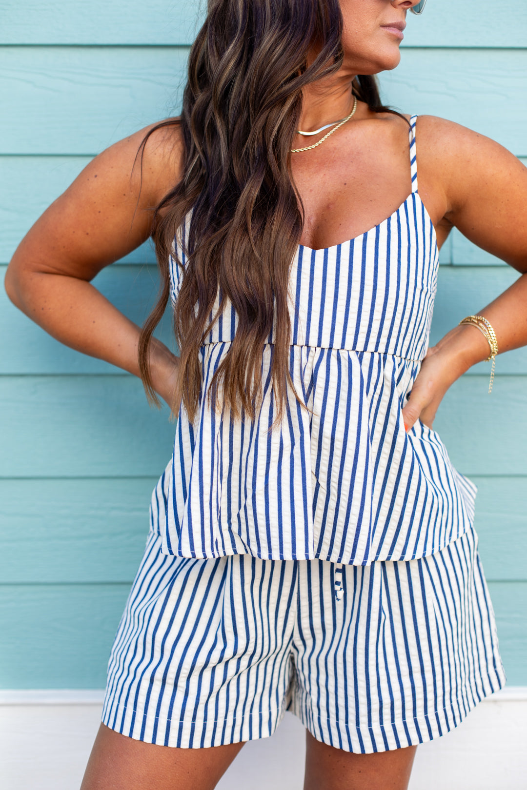 Hilton Striped Peplum Top