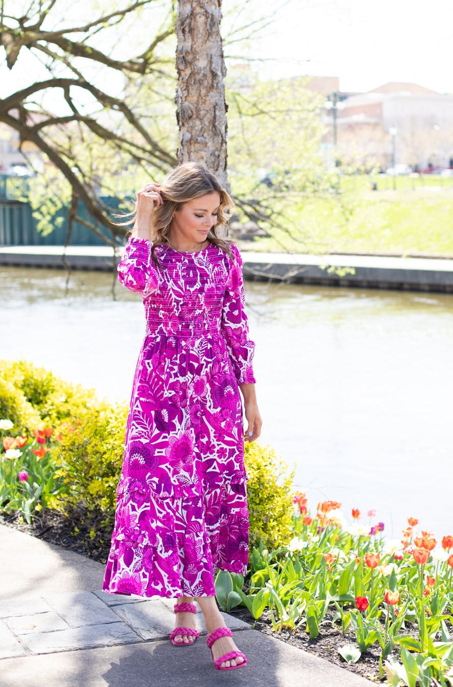 Millie Smocked 3/4 Sleeve Maxi Dress | FINAL SALE