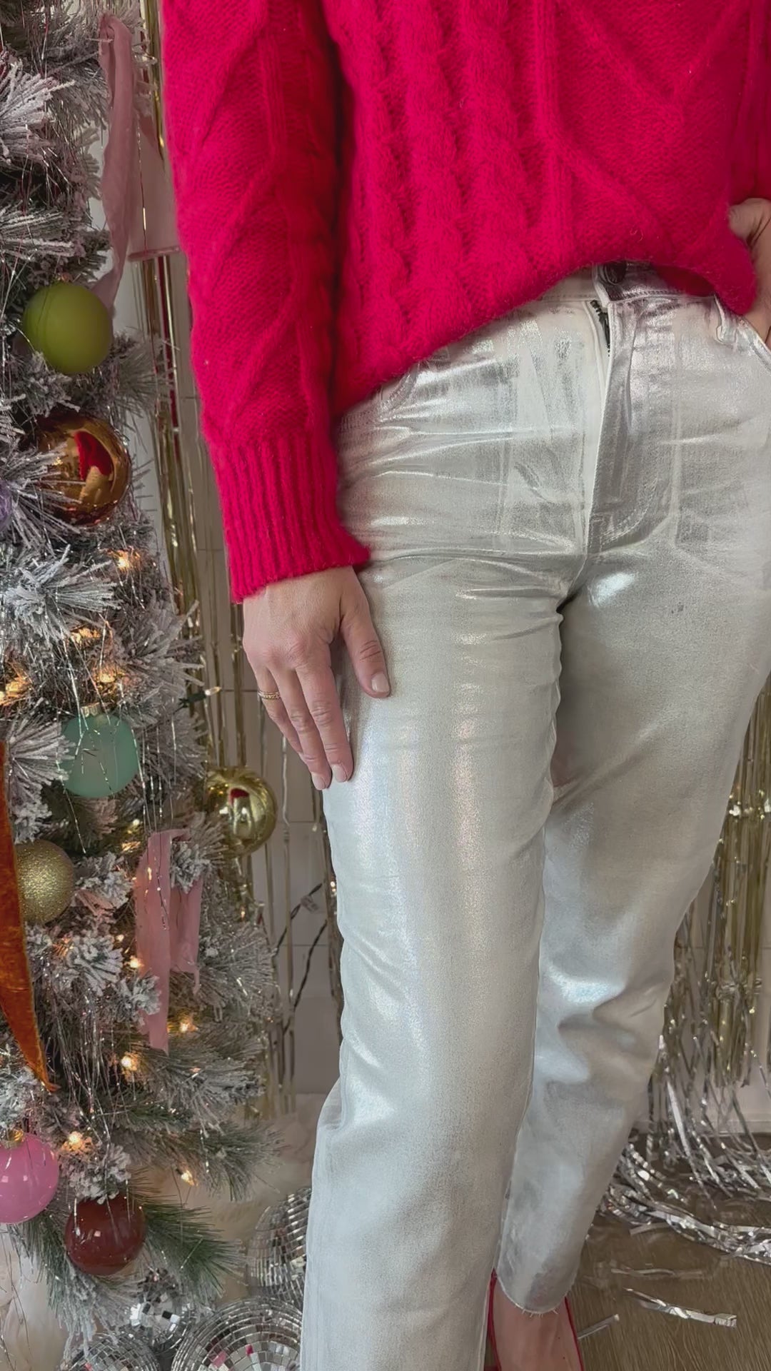 Load and play video in Gallery viewer, Kut from the Kloth Reese High Rise Metallic Jeans
